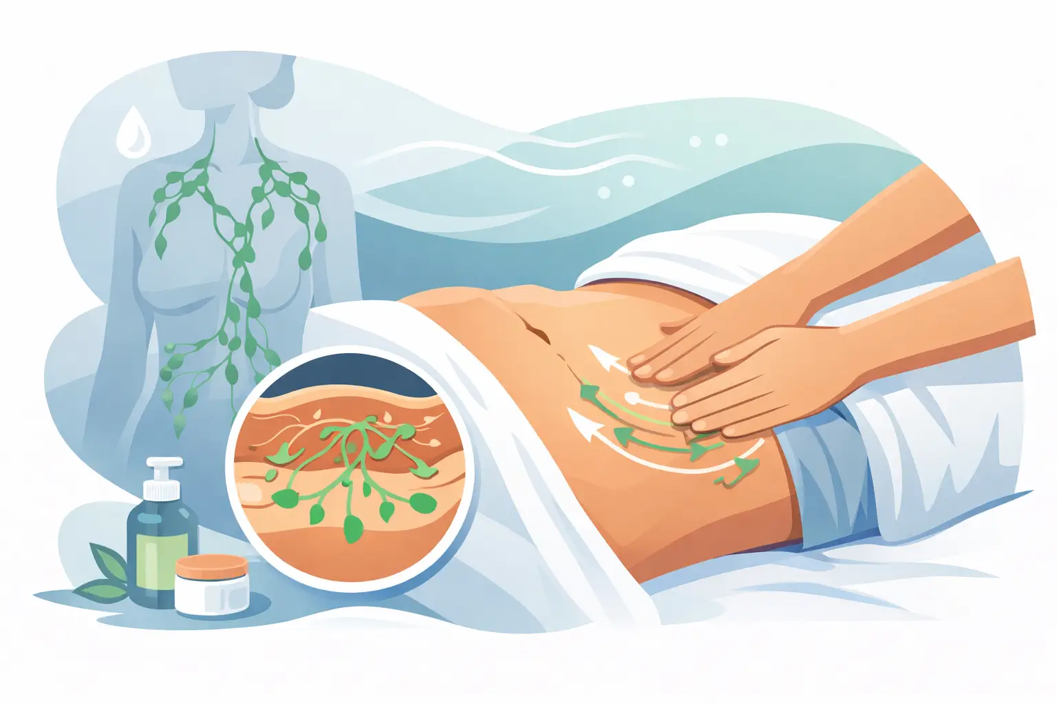 Woman receiving lymphatic drainage at clinic