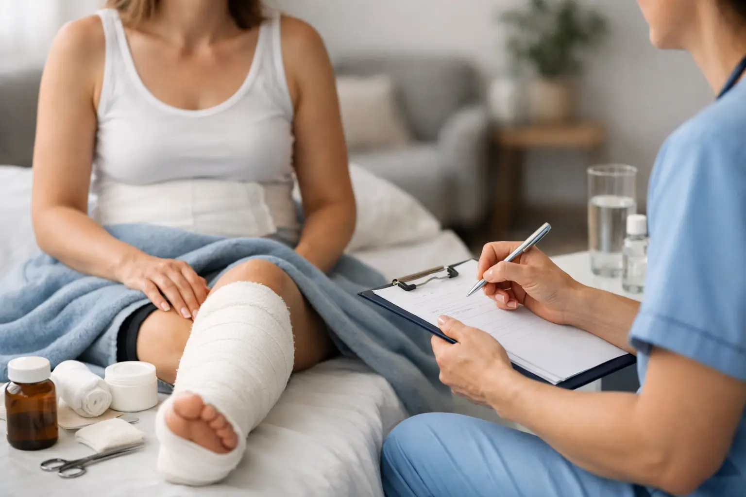 Patient receiving post-surgery care