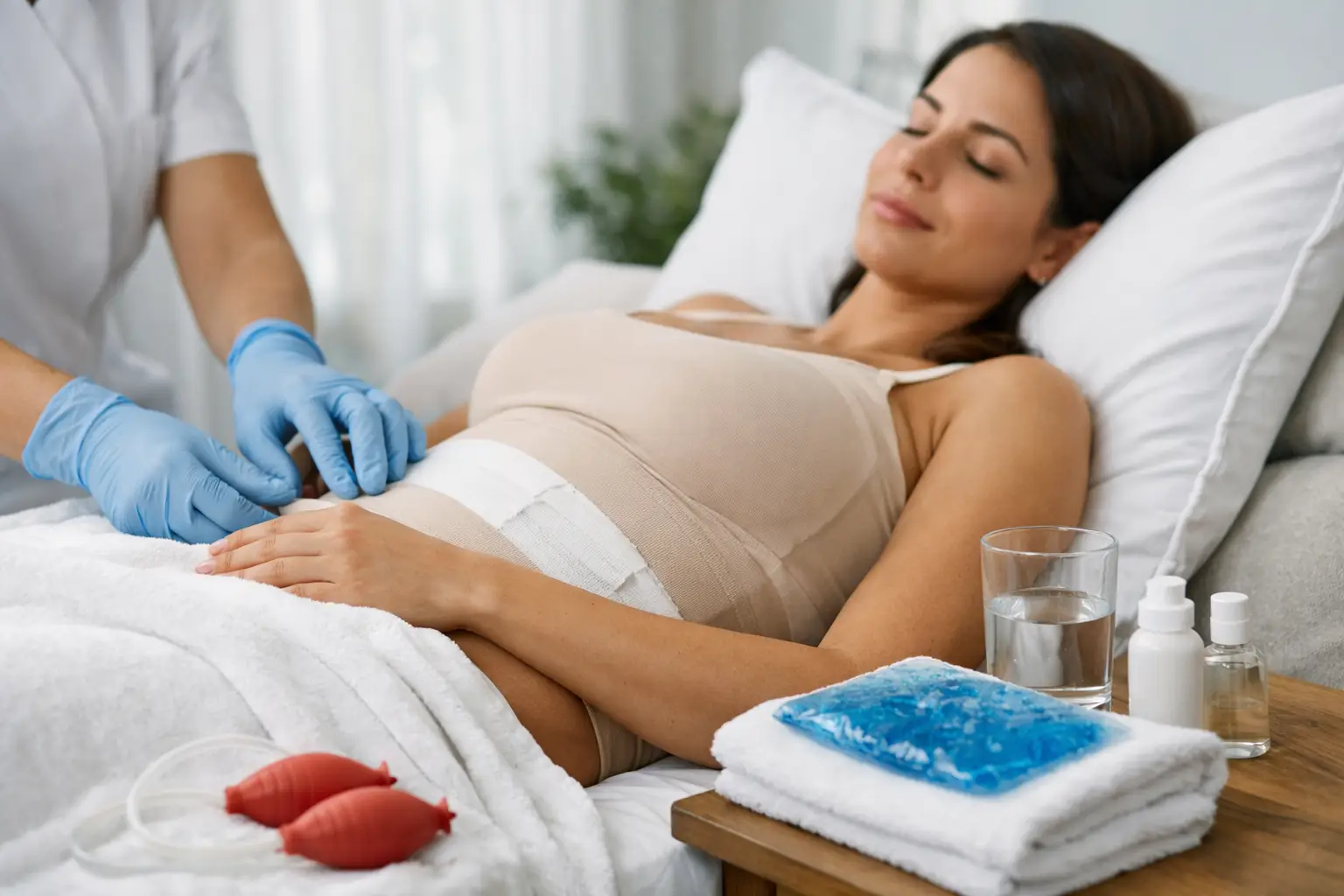 Figura ilustrando recuperação pós-lipo com mulheres descansando.