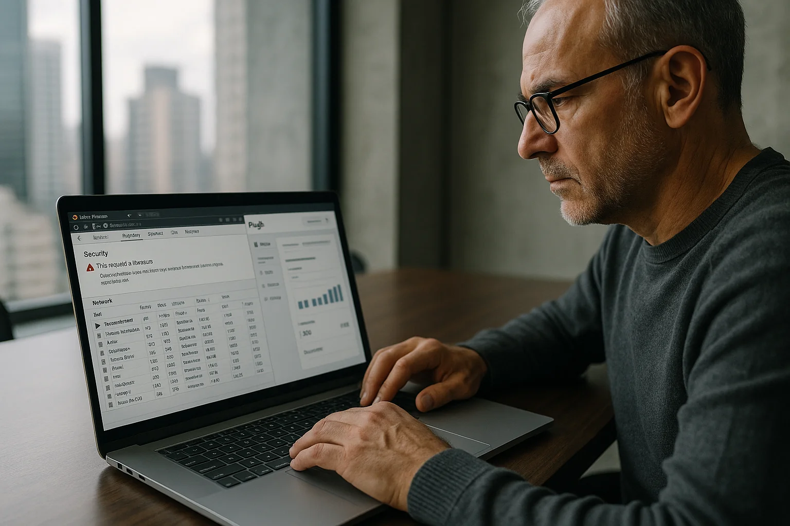 Front-end engineer in a São Paulo office reviewing a plugin running in a sandboxed iframe via Chrome DevTools, with security and network panels open.